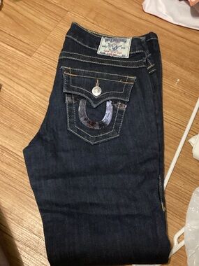 True Religion Dark Indigo Slim Straight Jeans with Signature Pocket